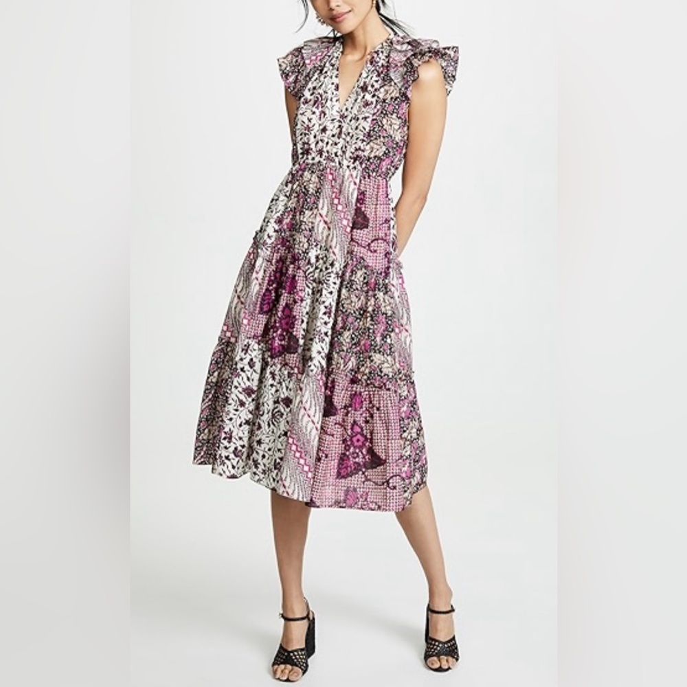 Ulla Johnson Size 2 floral patchwork silk/cotton dress.